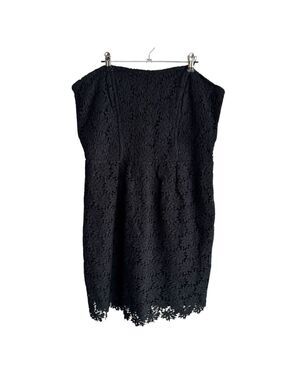 Temperance Eyelet Lace Strapless Mini Dress XL Black Floral Cocktail Party LBD